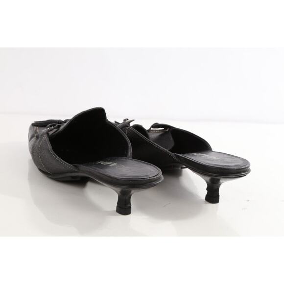 Vintage Prada Black Pebbled Leather Square Toe Mules Size 36 - Picture 7 of 14